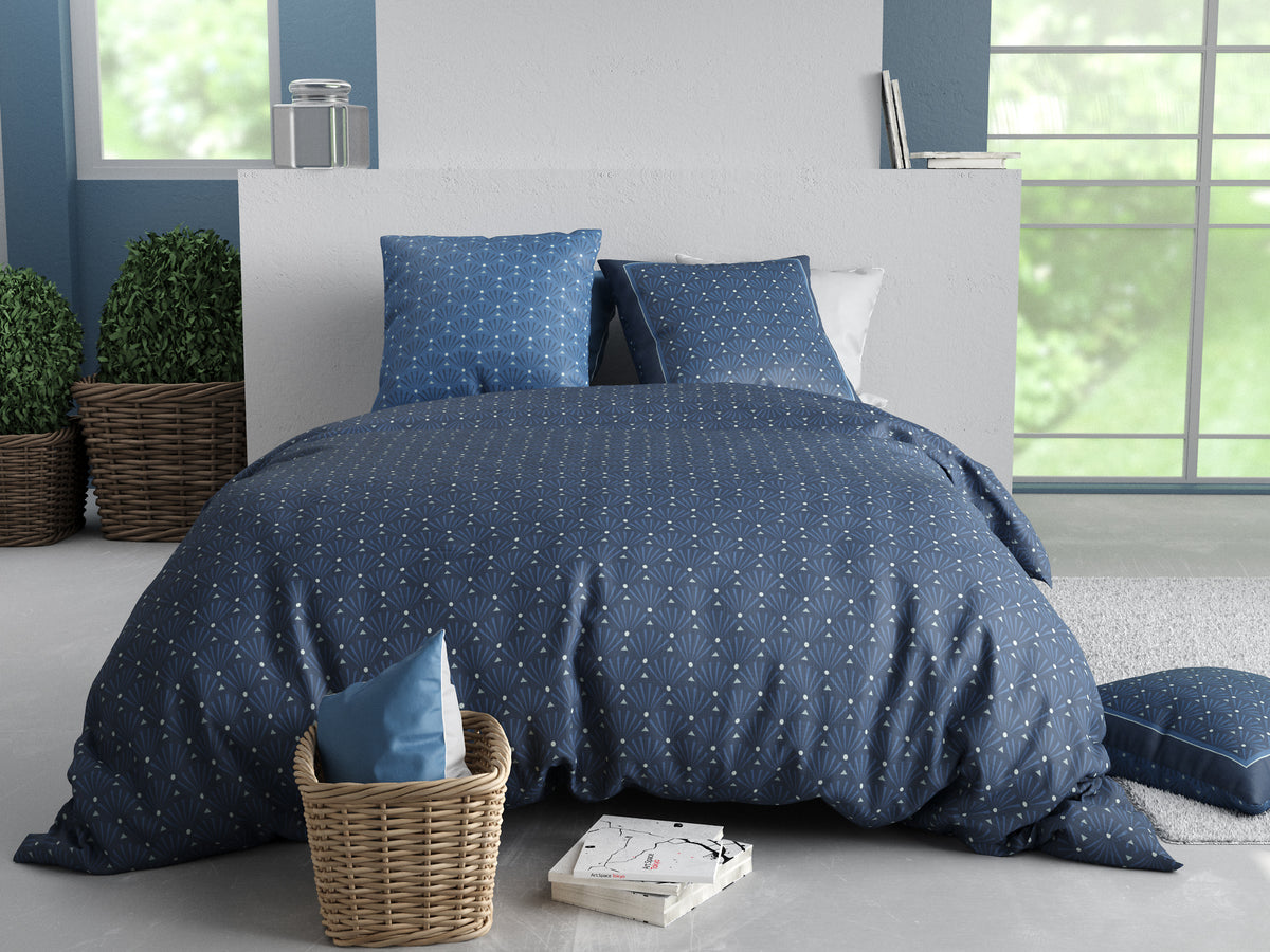 Parure de lit 2 places Bâton Rouge 100 % coton 57 fils AZZURA
