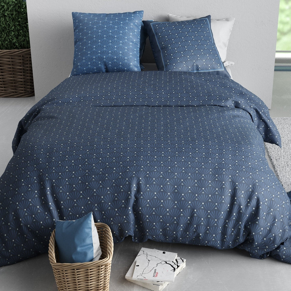 Parure de lit 2 places Bâton Rouge 100 % coton 57 fils AZZURA