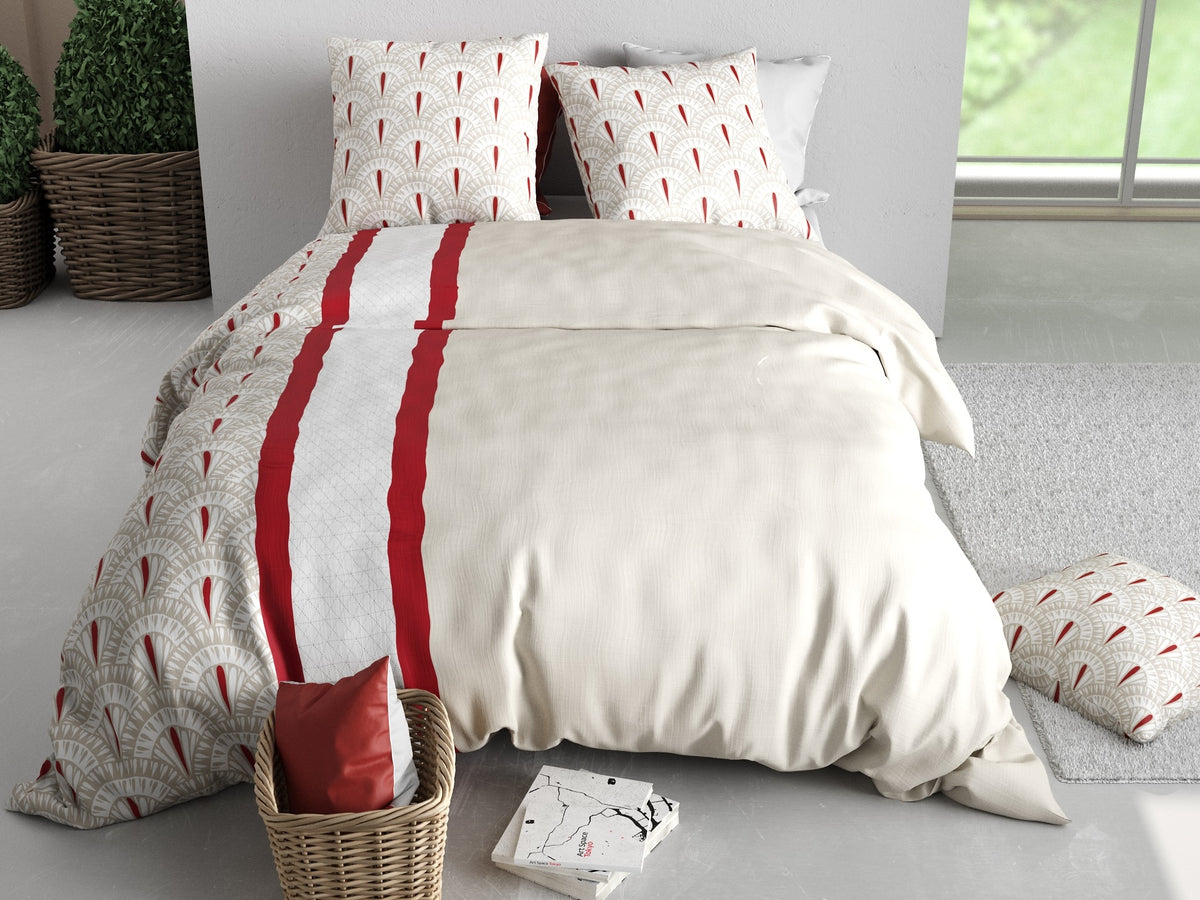 Parure de lit 2 places Bâton Rouge 100 % coton 57 fils RUBIS