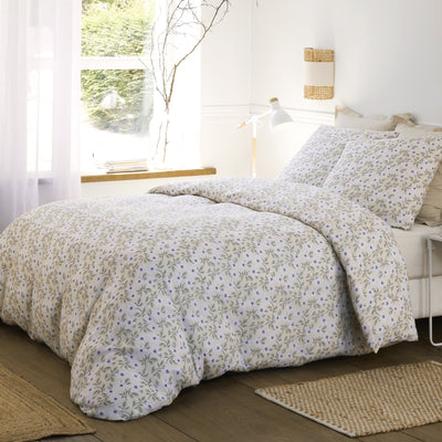 Housse de couette + taies en gaze de coton imprimée LOUCILE
