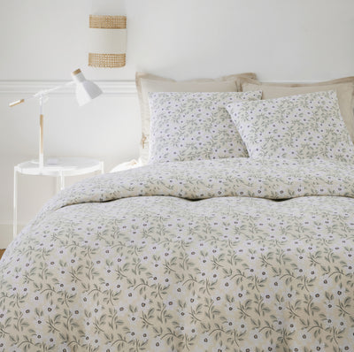 Housse de couette + taies en gaze de coton imprimée LOUCILE