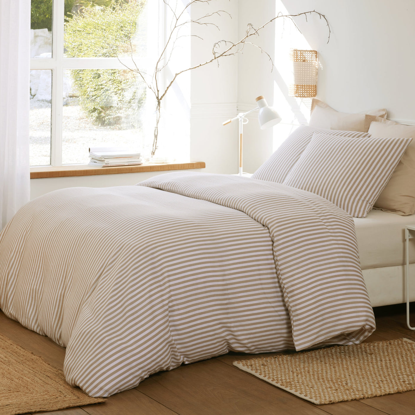 Housse de couette + taies en gaze de coton imprimée SOLEIS