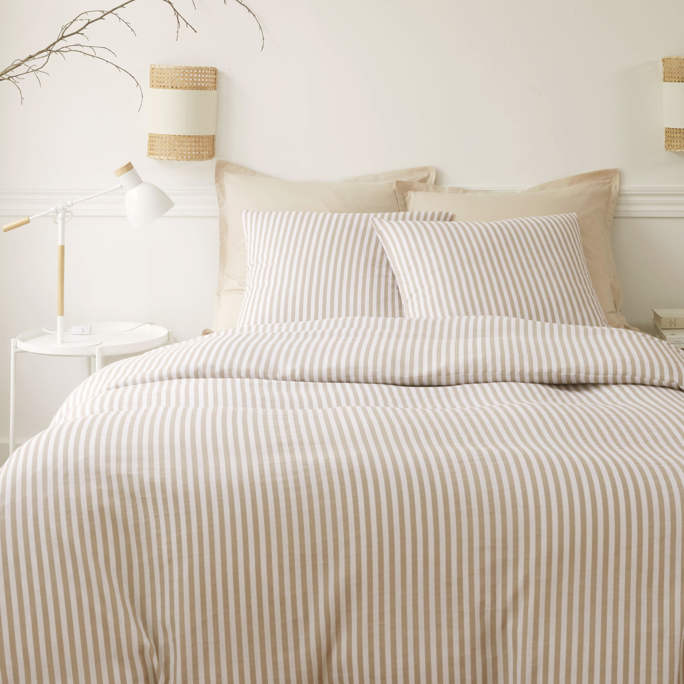 Housse de couette + taies en gaze de coton imprimée SOLEIS