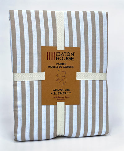 Housse de couette + taies en gaze de coton imprimée SOLEIS