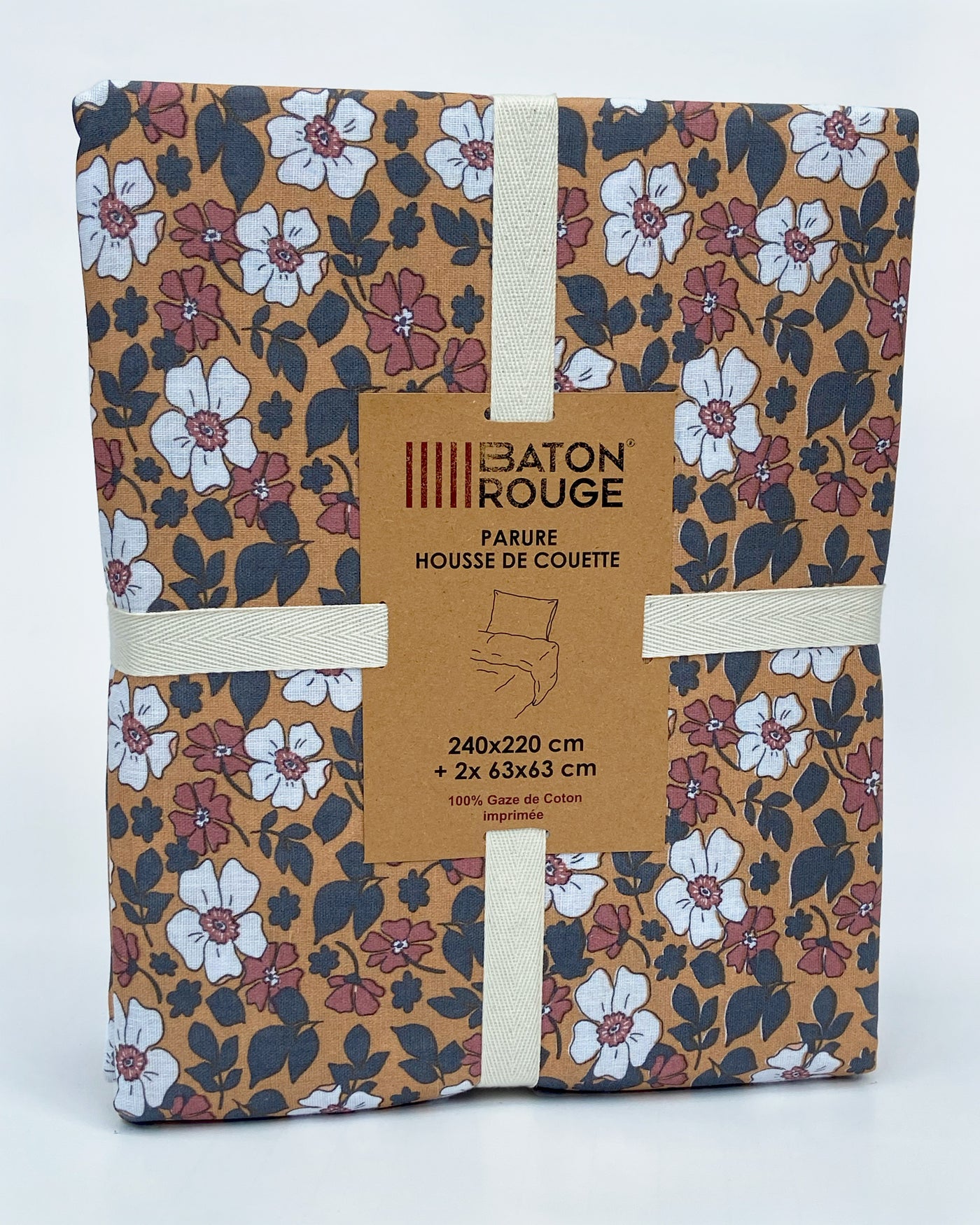 Housse de couette + taies en gaze de coton imprimée VERONE