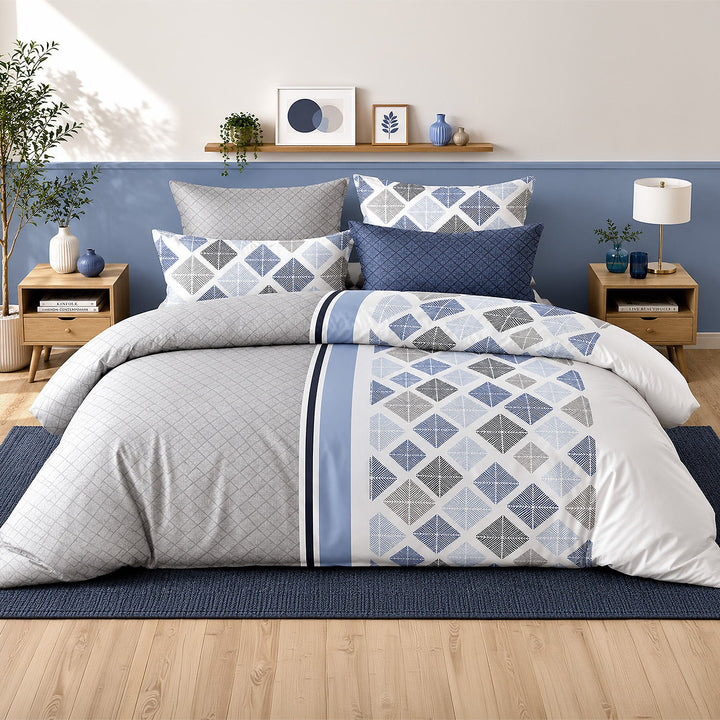 Parure de lit Bâton Rouge percale de coton 71 fils BLUANCE