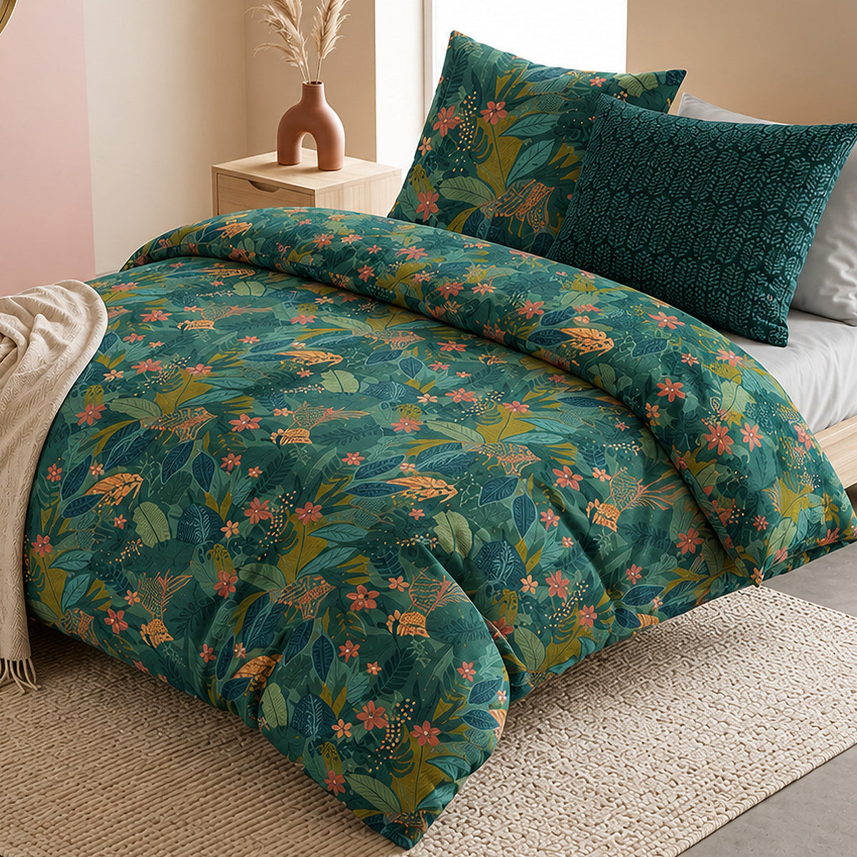 Parure de lit percale de coton 71 fils ZELYA, vue 3