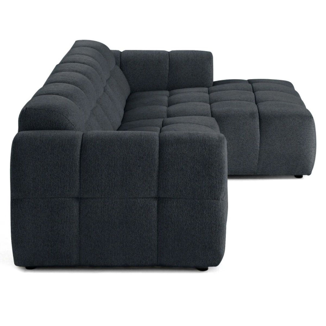 Canapé d'angle droit BESTMOBILIER Ray 4 places en tissu texturé gris