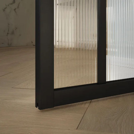 Ensemble porte coulissante vitrée Tamara 204 x 73 cm + rail Loft noir 186 cm ARTENS