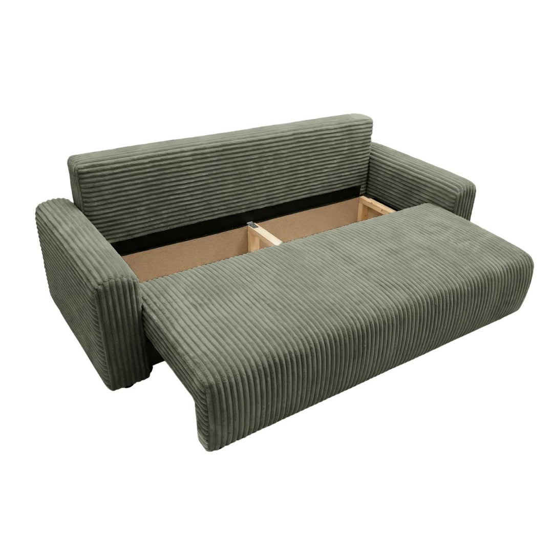 Canapé convertible ELVIS velours côtelé vert