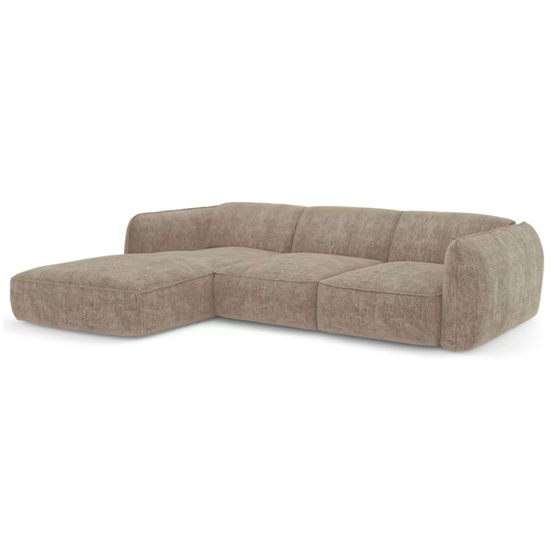 Canapé d'angle gauche Sia Home LIVIA 5 places en velours tramé taupe