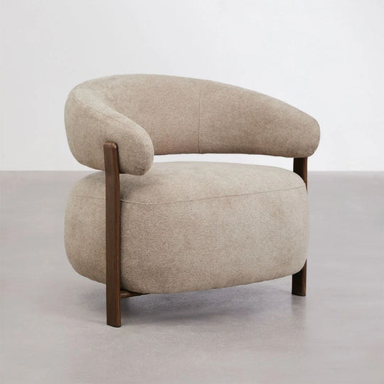 Fauteuil SKLUM en tissu chenille Brun Blé et fer Jolie Marron Bois Foncé