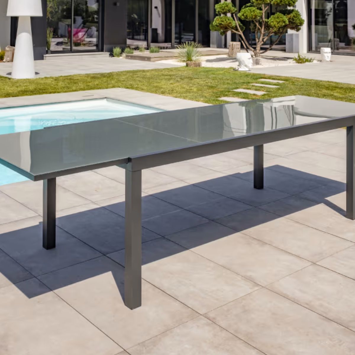 Table de jardin DCB GARDEN Tolede alu verre 200/300 cm