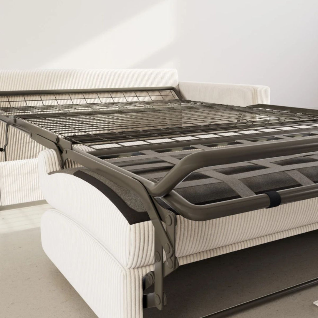 Canapé BESTMOBILIER 3 places convertible express couchage 140 cm en velours côtelé beige