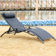 transat empilable et ajustable en aluminium et textilene Noir et Noir 