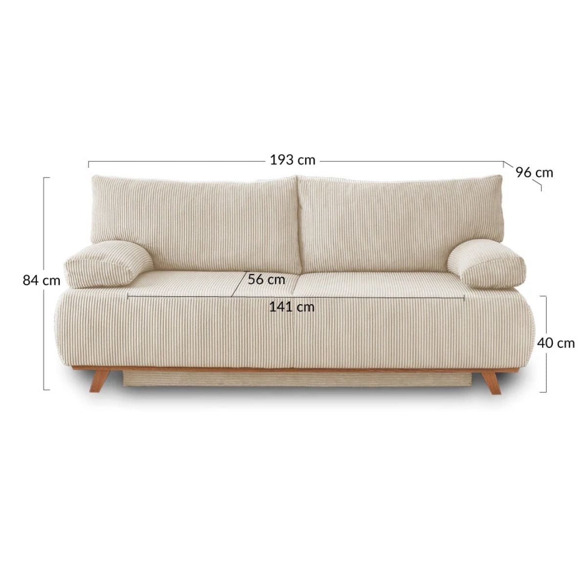 Canapé Cristal 3 places BESTMOBILIER convertible en velours côtelé Beige