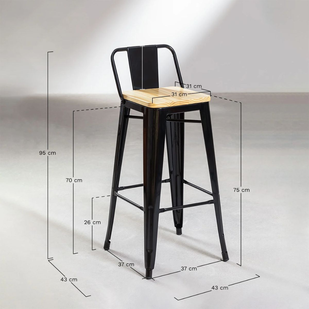 Lot de 4 tabourets hauts SKLUM avec dossier en acier Lix