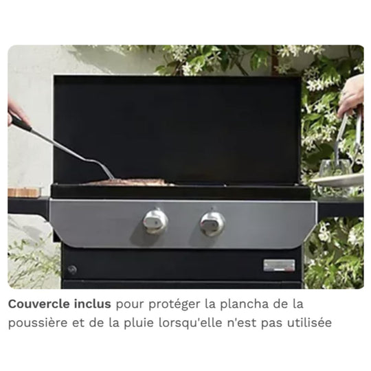 Plancha à gaz Le Marquier Original 260 Duo avec chariot et couvercle
