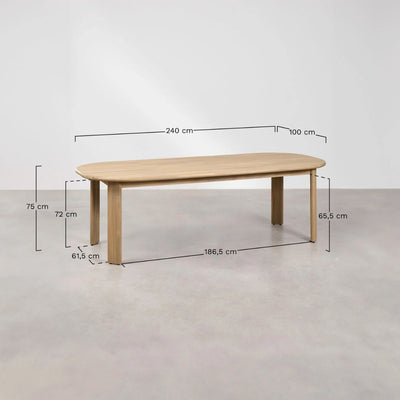 Table de jardin ovale SKLUM en bois d'acacia ULENO 240x100 cm