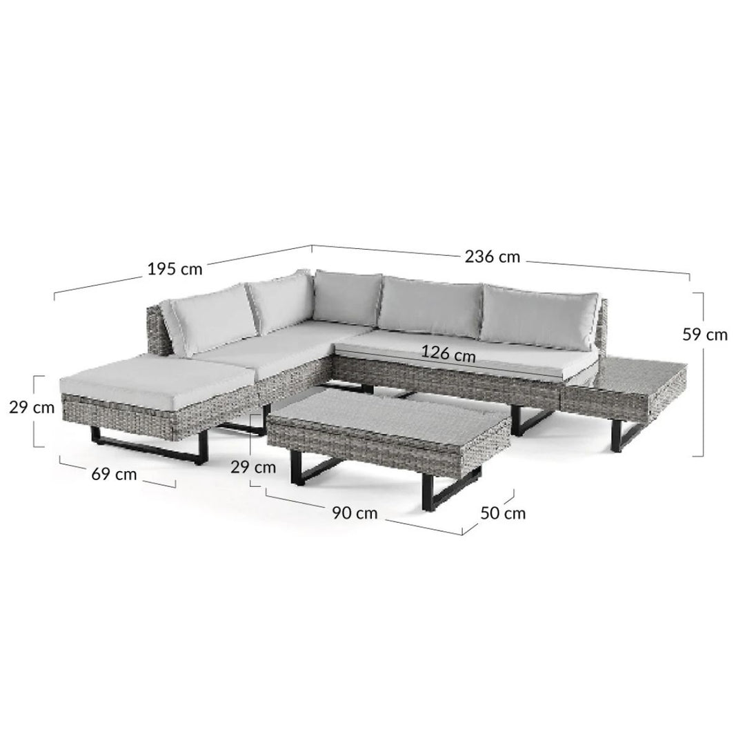 Salon de jardin d’angle SASHI 5 places avec table BESTMOBILIER