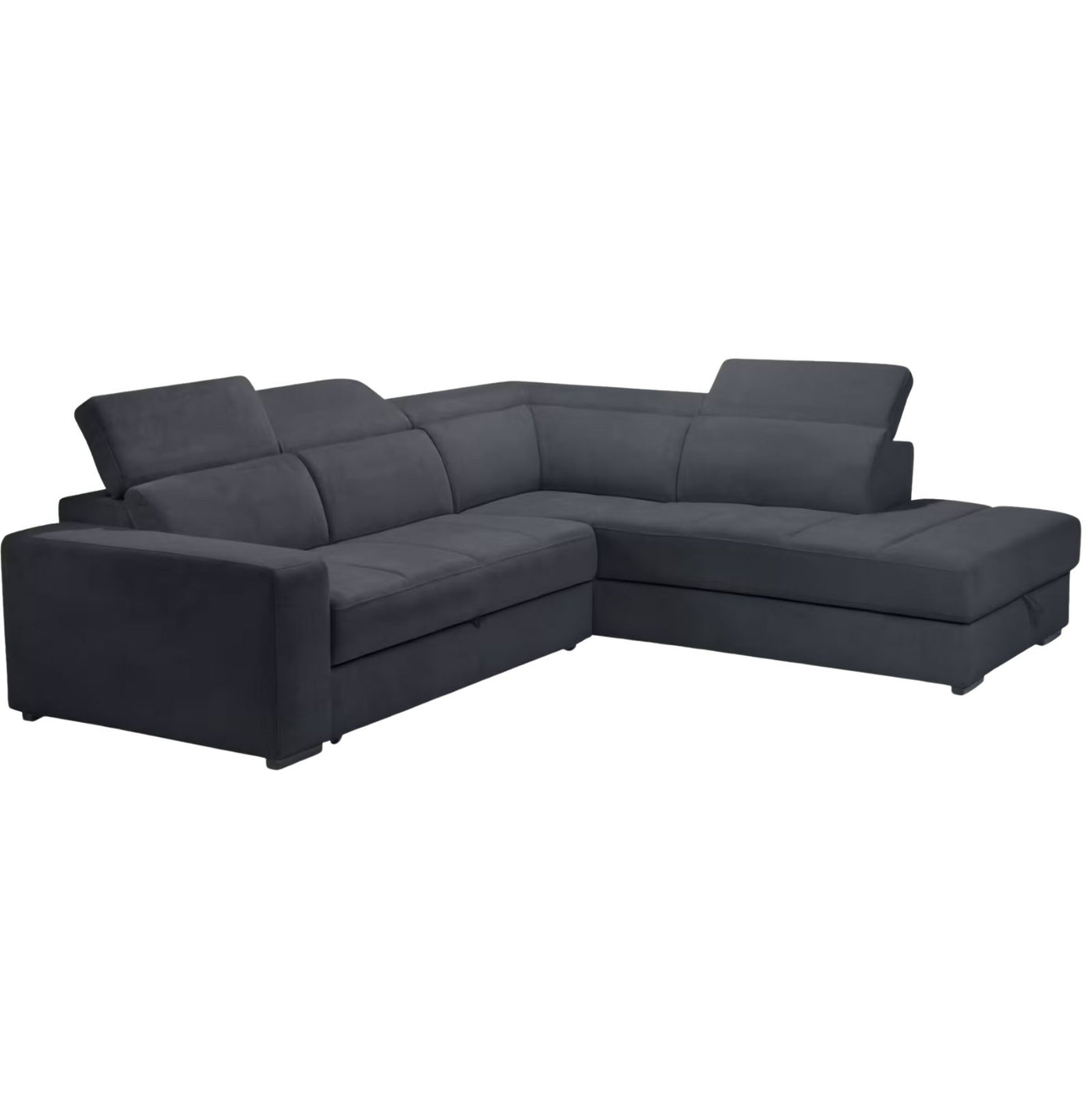 ALINEA Canapé Origano bleu calabrun d'angle droit convertible avec coffre en tissu doux