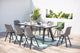salon de jardin en aluminium gris et plateau cimenté de 8 places
