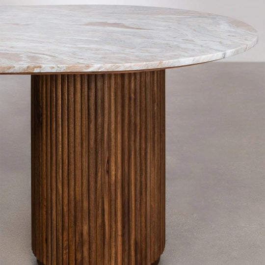 Table à manger ovale SKLUM 200x100 cm en pierre naturelle et bois de manguier Giselda
