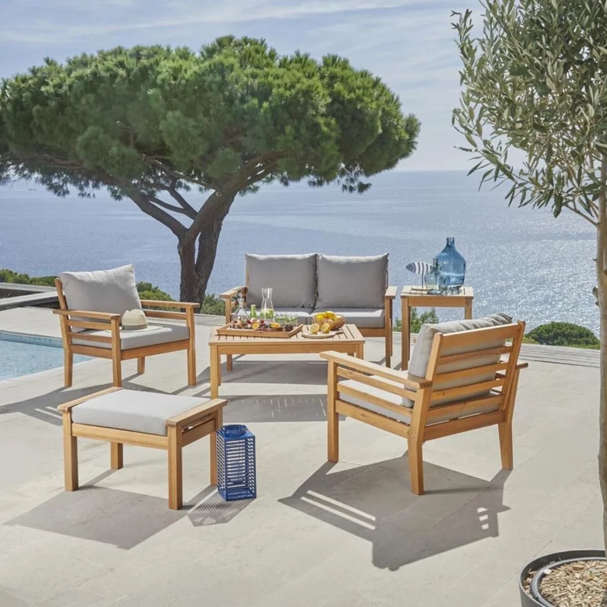 Salon de jardin HYBA en Acacia 4 pièces BALI