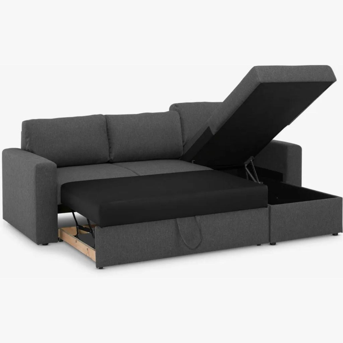 Canapé convertible JYSK MARSLEV 3 places avec méridienne réversible gris foncé