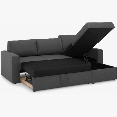 Canapé convertible JYSK MARSLEV 3 places avec méridienne réversible gris foncé