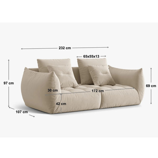 Canapé MICADONI 3 places Bloom 232 cm Bordeaux