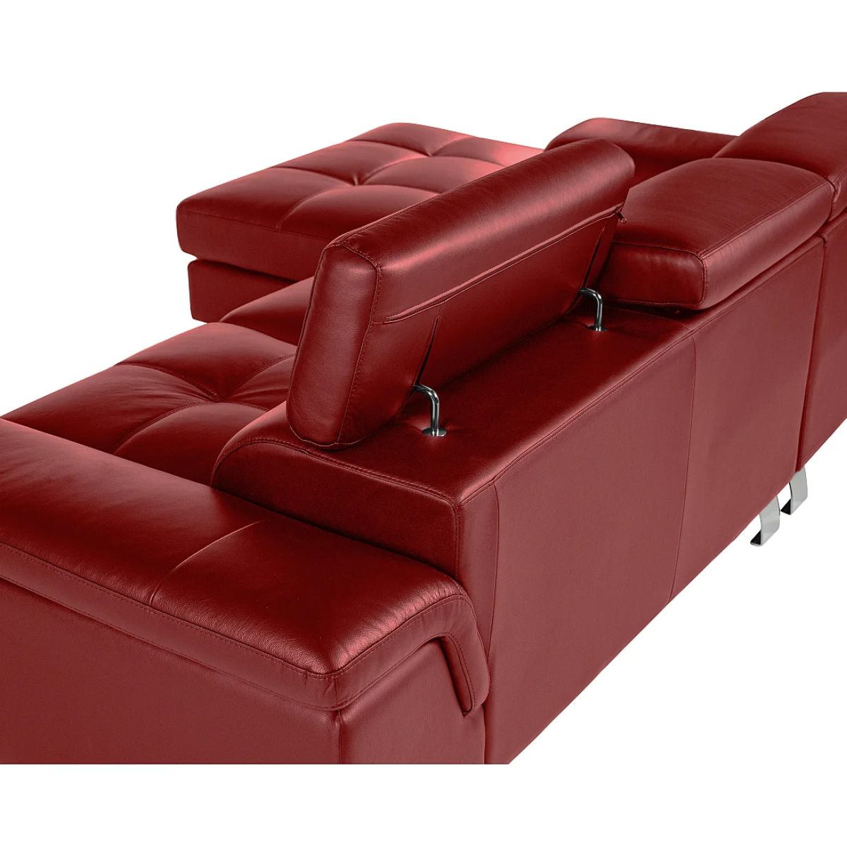 Canapé d'angle cuir rouge 4 places VENTE UNIQUE - MISHIMA