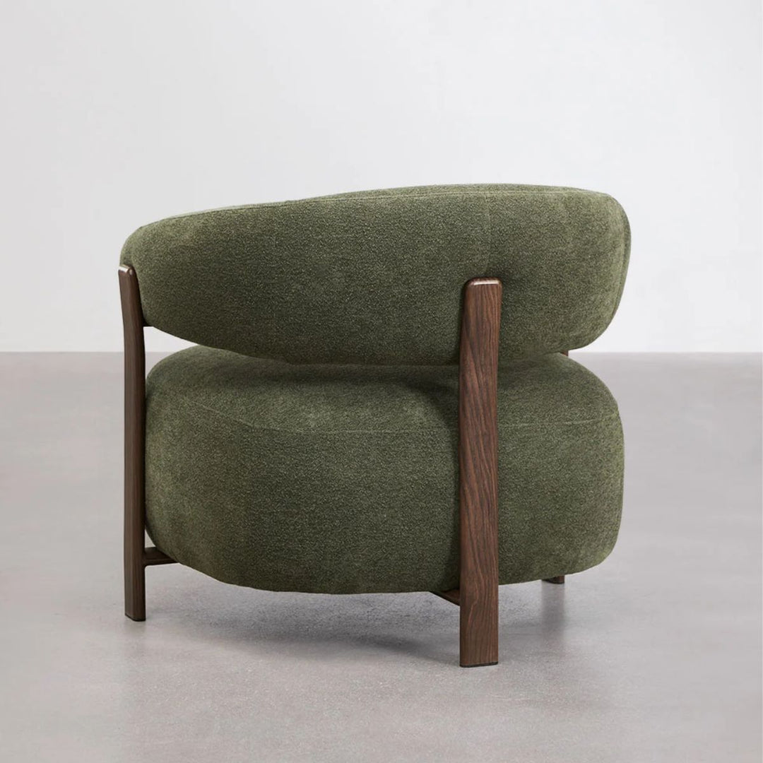 Fauteuil SKLUM en tissu chenille vert et fer Jolie Marron Bois Foncé