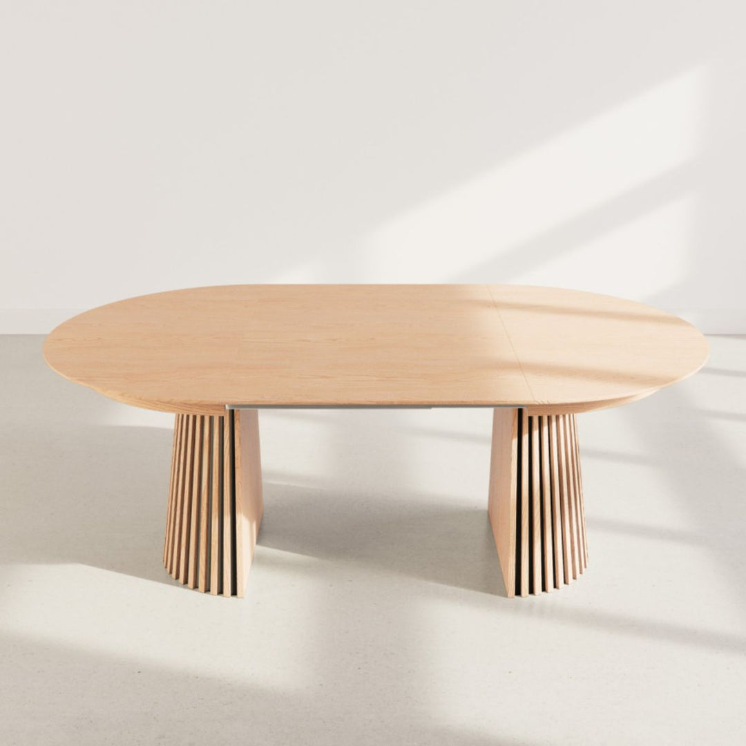 Table à manger extensible BESTMOBILIER Freya ronde en bois effet chêne