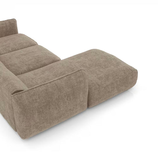 Canapé d'angle gauche Sia Home LIVIA 5 places en velours tramé taupe