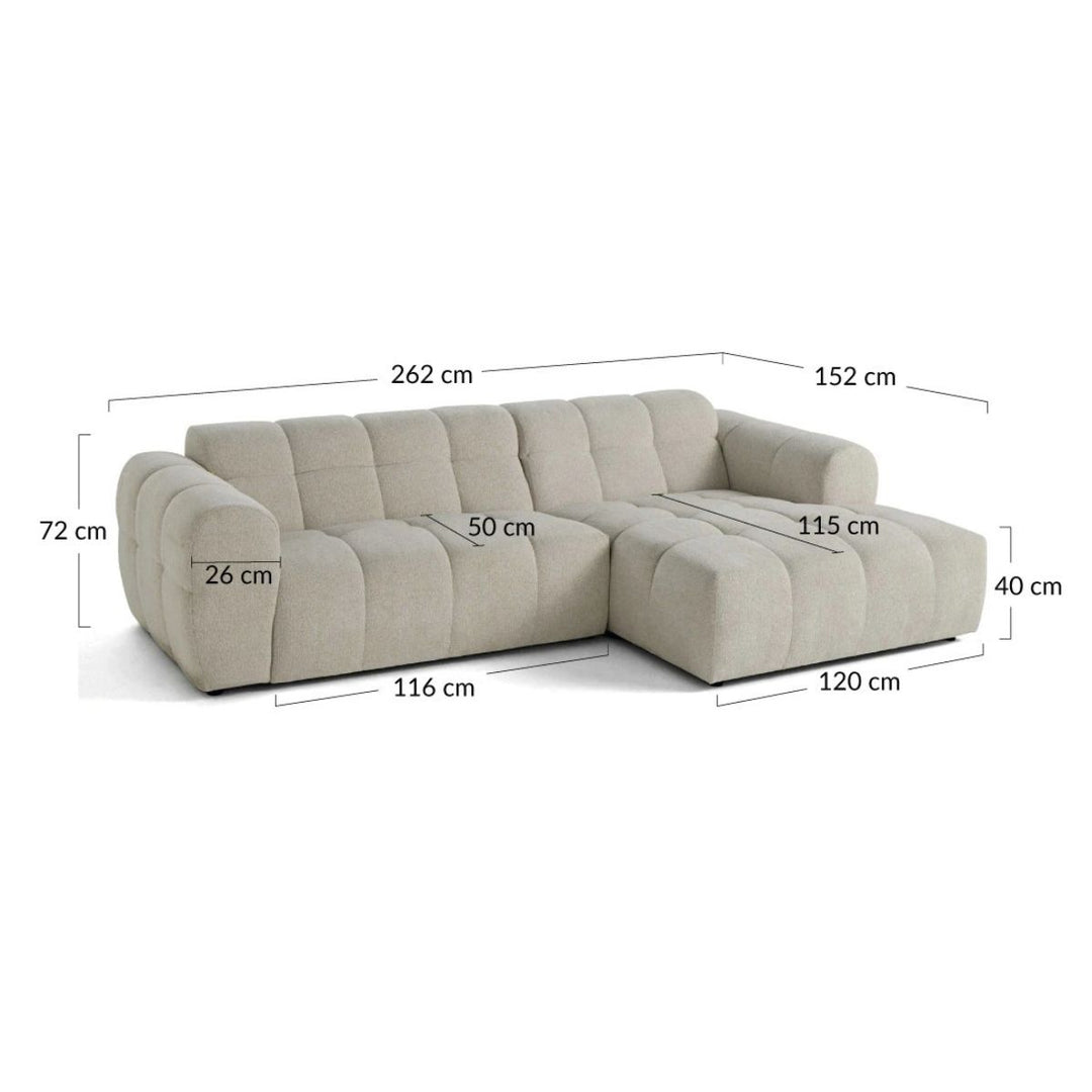 Canapé d'angle droit BESTMOBILIER Ray 4 places en tissu texturé gris