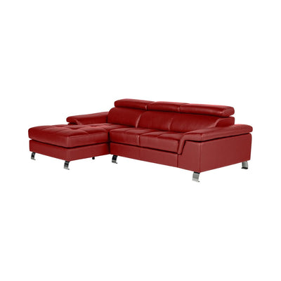 Canapé d'angle cuir rouge 4 places VENTE UNIQUE - MISHIMA