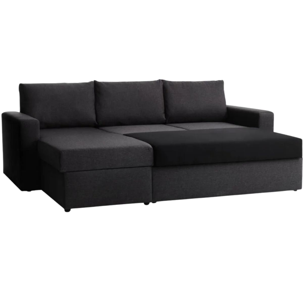 Canapé convertible JYSK MARSLEV 3 places avec méridienne réversible gris foncé