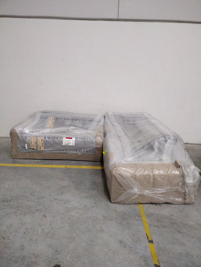 ALINEA Canapé Origano d'angle droit convertible avec coffre en tissu doux - gris ardoise