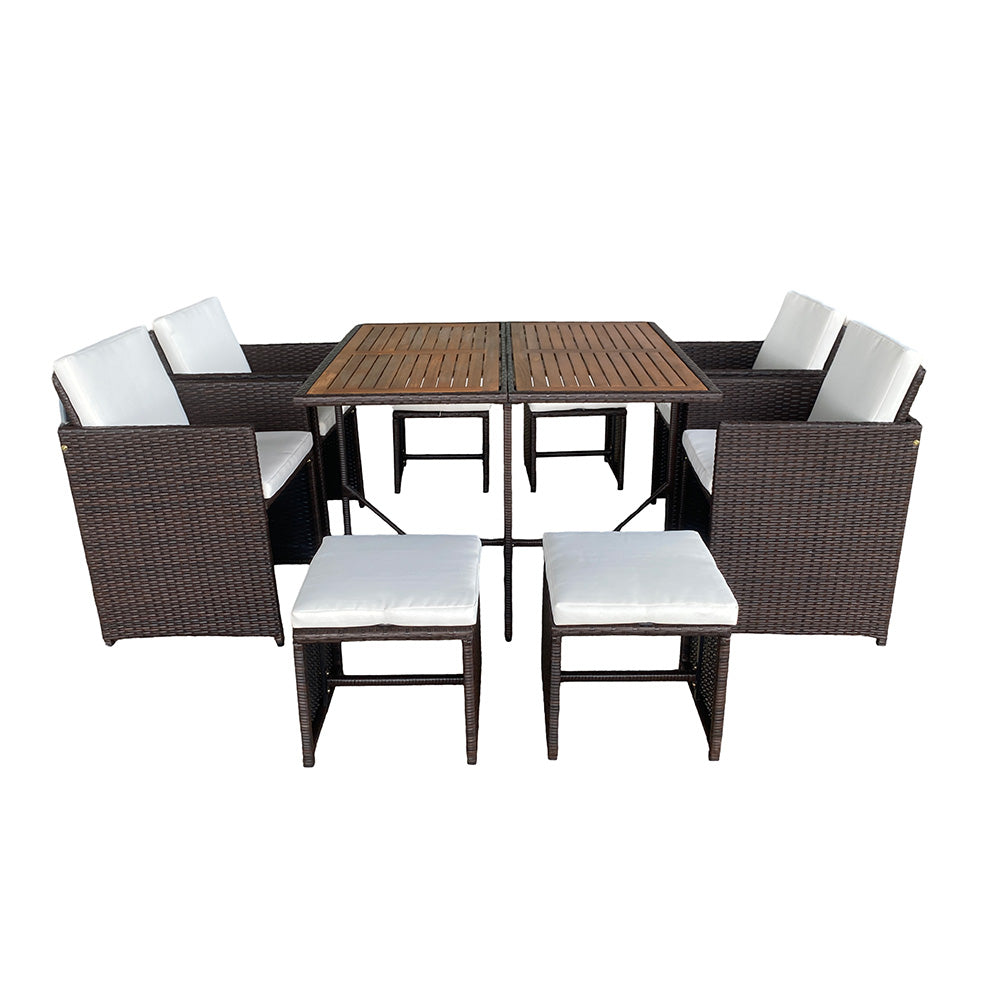 salon-jardin-encastrable-8-places-resine-tressee-marron et beige-toledo-fond blanc-concept-usine