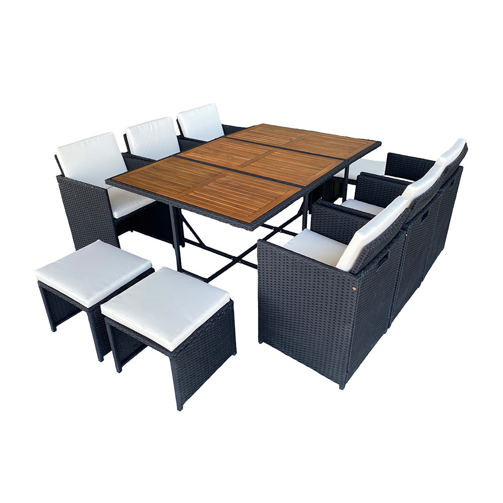 salon-jardin-encastrable-10-places-resine-tressee-noir et beige-toledo-fond blanc-concept-usine