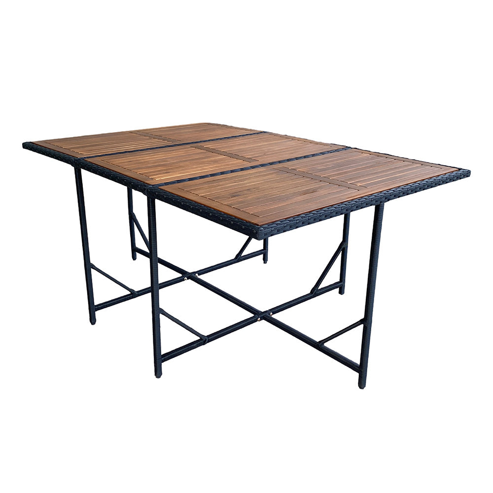 salon-jardin-encastrable-10-places-resine-tressee-noir et beige-toledo-table fond blanc-concept-usine