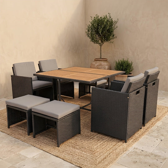 salon-jardin-encastrable-8-places-resine-tressee-noir et gris-toledo-ambiance-2-concept-usine