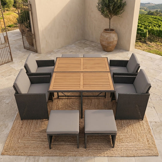 salon-jardin-encastrable-8-places-ouvert-resine-tressee-noir et gris-toledo-ambiance-4-concept-usine