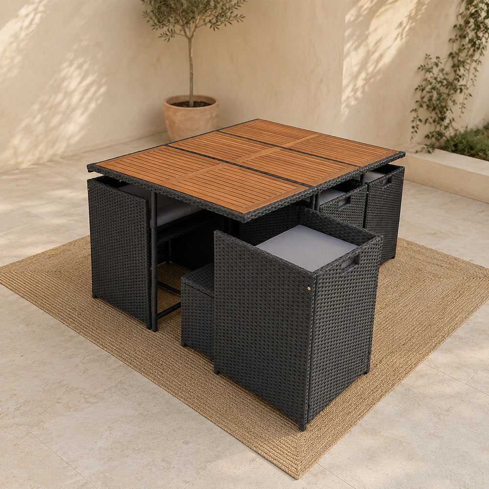 salon-jardin-encastrable-10-places-resine-tressee-noir et gris-toledo-rangé-concept-usine