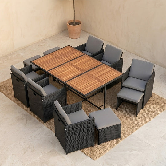 salon-jardin-encastrable-10-places-resine-tressee-noir et gris-toledo-ambiance haut-concept-usine
