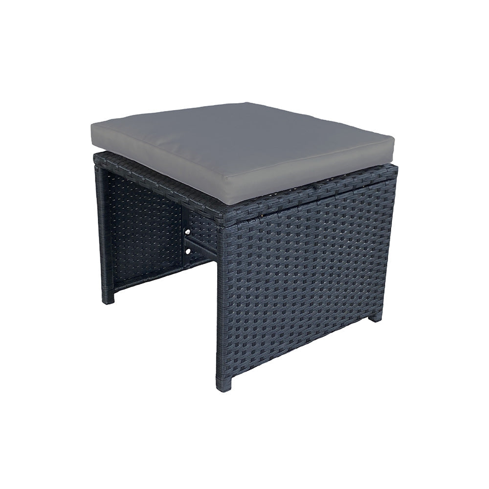 salon-jardin-encastrable-10-places-resine-tressee-noir et gris-toledo-pouf-concept-usine