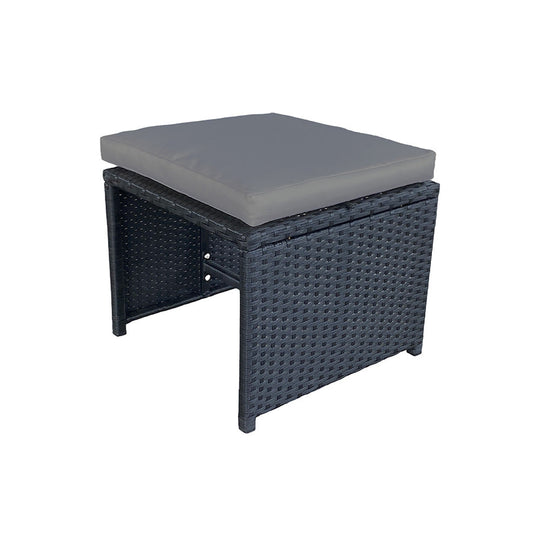 salon-jardin-encastrable-10-places-resine-tressee-noir et gris-toledo-pouf-concept-usine