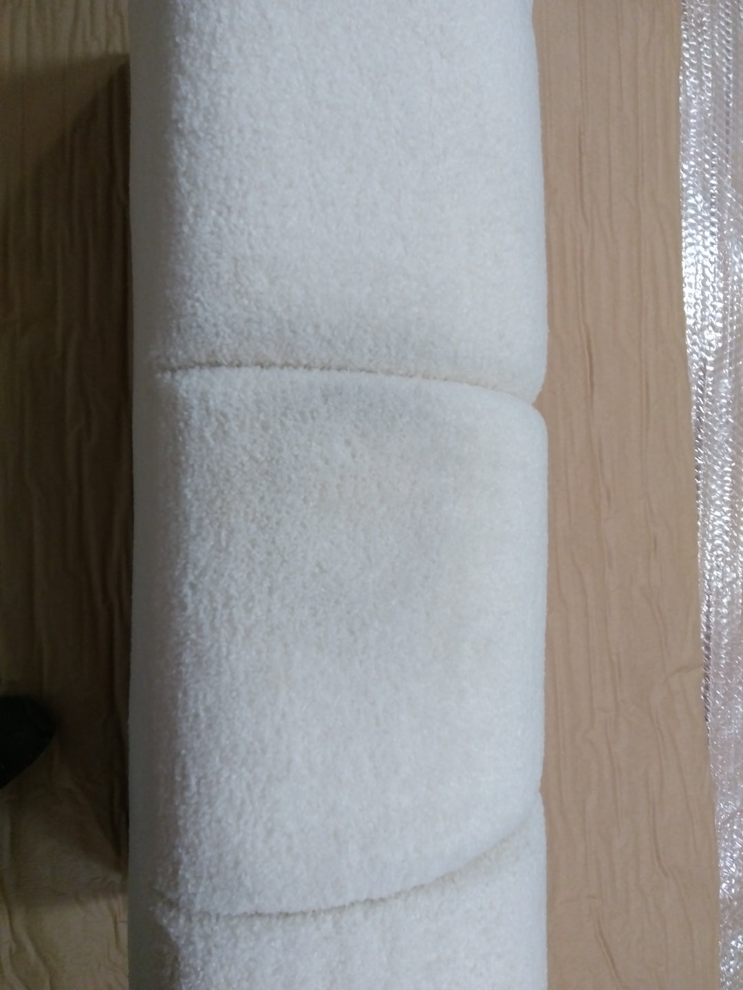 Canapé d'angle droit tissu bouclette beige LAURA-Casanova Paris