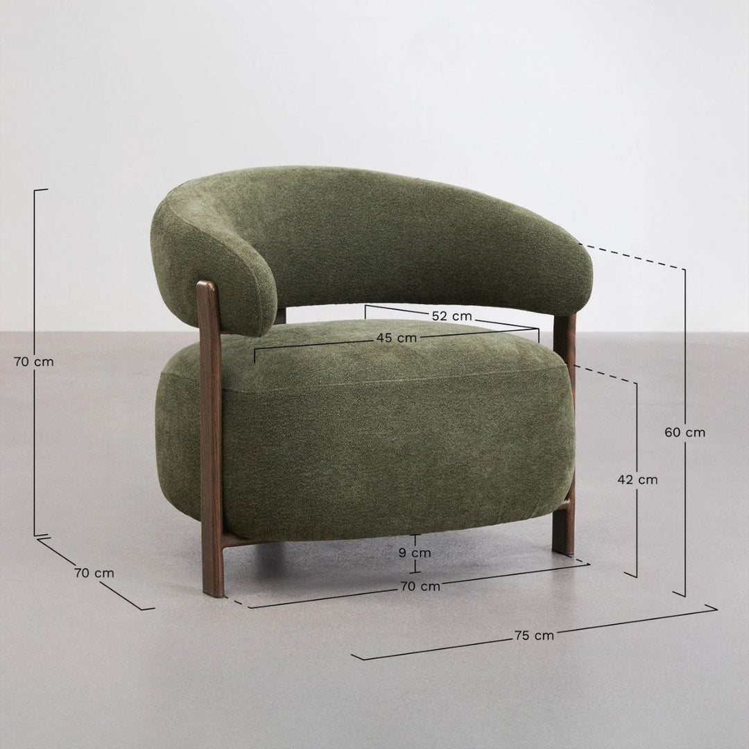Fauteuil SKLUM en tissu chenille vert et fer Jolie Marron Bois Foncé